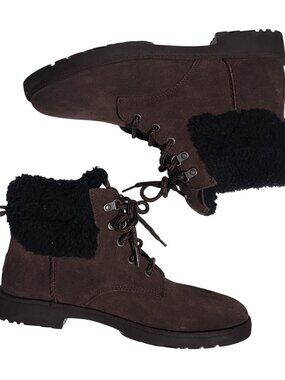 NEW UGG Romely Heritage Boots Womens 9 Chocolate Brown Suede Shearling